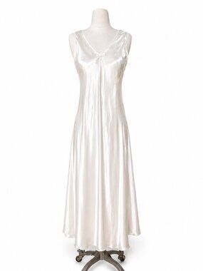 Christian Dior Ivory Satin Nightgown Slip Dress Petite Minimalist Bias Cut